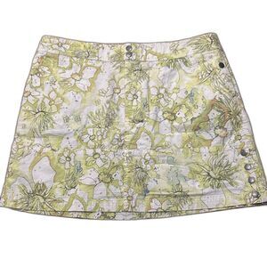 Title Nine Skirt Womens 12 Watercolor Floral Brash Athletic Mini Cotton Green